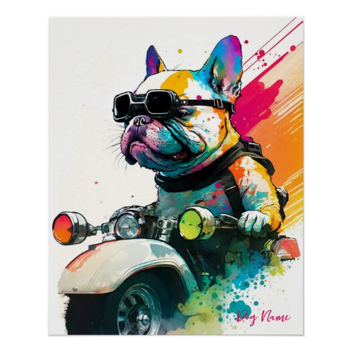 Motorcycle Motorbike _ Anime French Bulldog 004 Poster