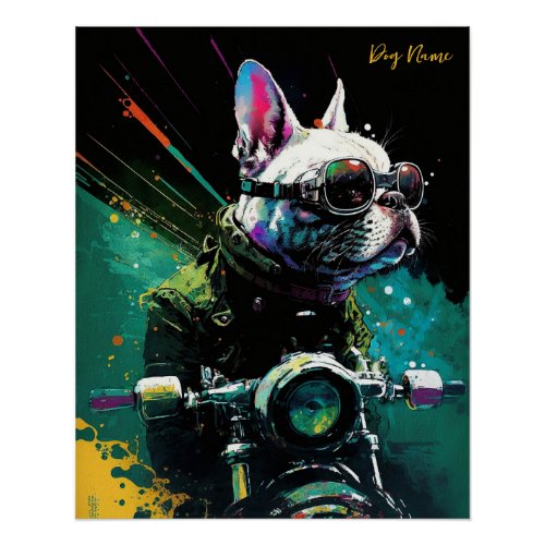 Motorcycle Motorbike _ Anime French Bulldog 005 Poster