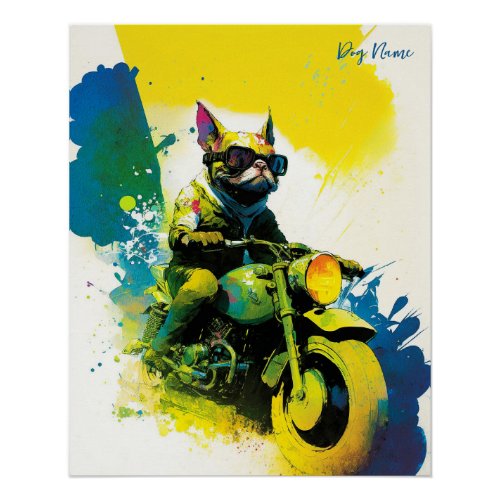 Motorcycle Motorbike _ Anime French Bulldog 007 Poster