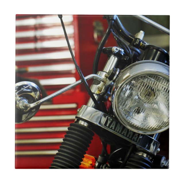 Motorcycle Motorbike Biker Ride Rider Ceramic Tile (Front)
