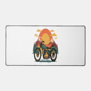 Motorcycle Motorbike Retro Vintage Sunset Desk Mat
