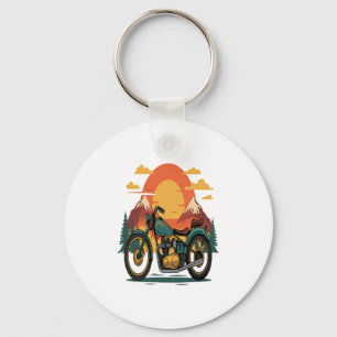 Motorcycle Motorbike Retro Vintage Sunset Keychain
