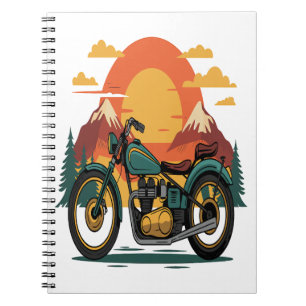 Motorcycle Motorbike Retro Vintage Sunset Notebook