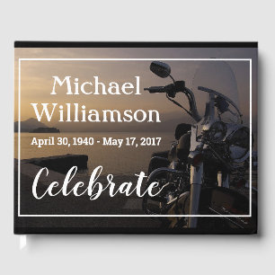 Motorcycle Near the Water Celebration of Life Guest Book