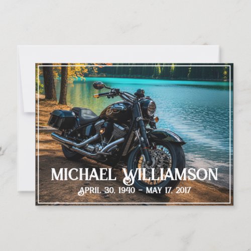 Motorcycle Near the Water Celebration of Life Invitation