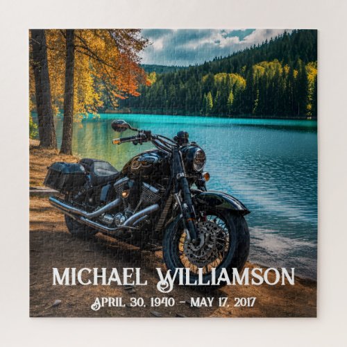 Motorcycle Near the Water Celebration of Life Jigsaw Puzzle