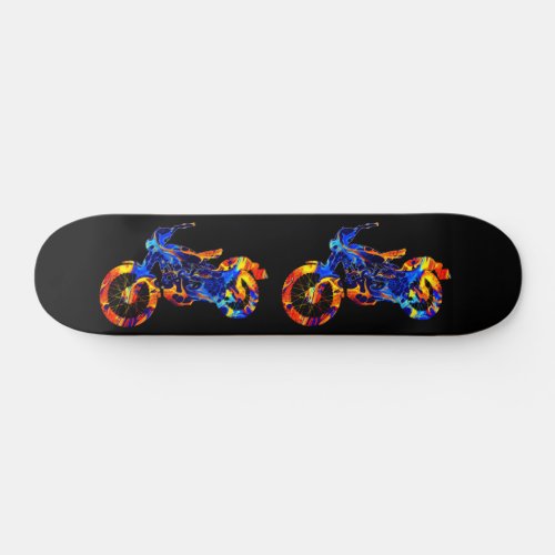 MOTORCYCLE NEON ABSTRACT COLORFUL  SKATEBOARD