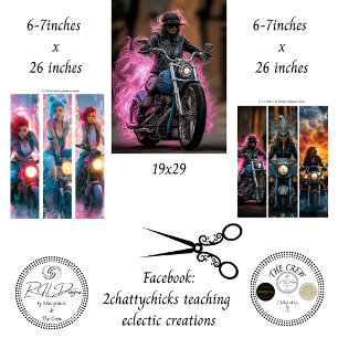 Motorcycle Neon Pink Flame Rider Decoupage Wrapping Paper Sheets