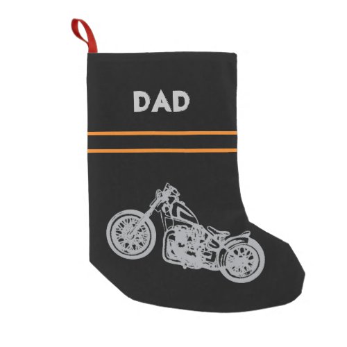 Motorcycle on black for biker small christmas stocking