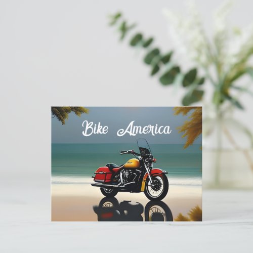  Motorcycle Parked near Ocean Postcard