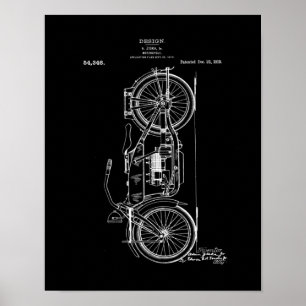 Motorcycle Patent Art Poster Vintage Motorcycle