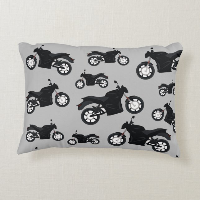 Motorcycle Pattern Accent Pillow (Back)