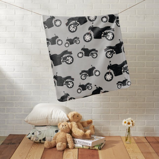 Motorcycle Pattern Baby Blanket (In Situ)
