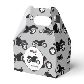 Motorcycle Pattern Customized Name Birthday Favor Boxes