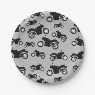 Motorcycle Pattern Paper Plates