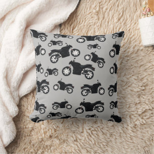 Motorcycle Pattern Throw Pillow
