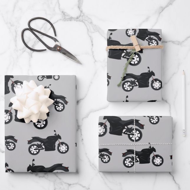 Motorcycle Pattern  Wrapping Paper Sheets (Front)