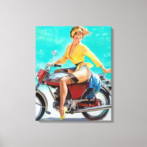 Motorcycle Pin Up Canvas Print