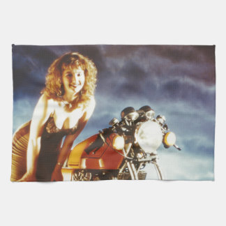 Motorcycle Pin Up Girl Kitchen Towel