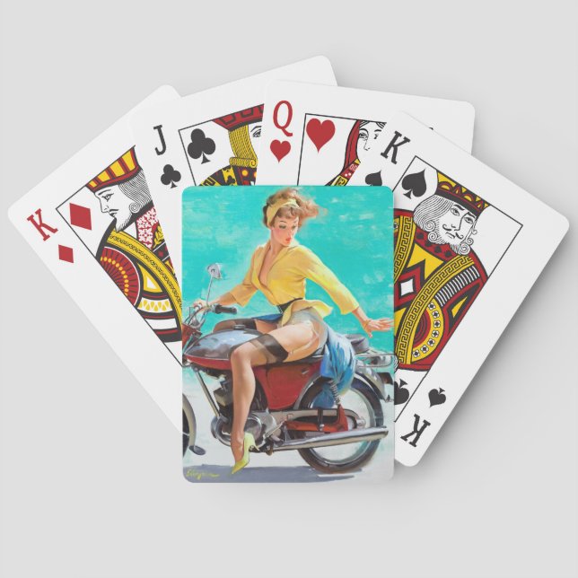 Motorcycle Pin Up Poker Cards (Back)