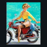 Motorcycle Pin Up Poster<br><div class="desc">Vintage pin up. Very high resolution image direct from the original canvas oil painting.</div>