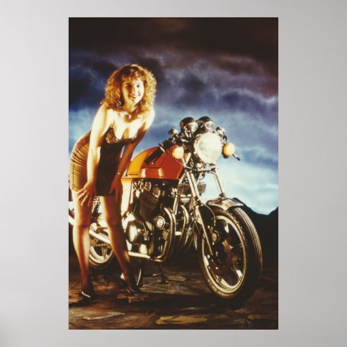 Motorcycle Pinup Girl Giant Poster