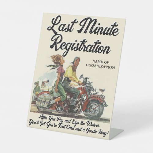 Motorcycle Poker Run Personalized Event Check In Pedestal Sign