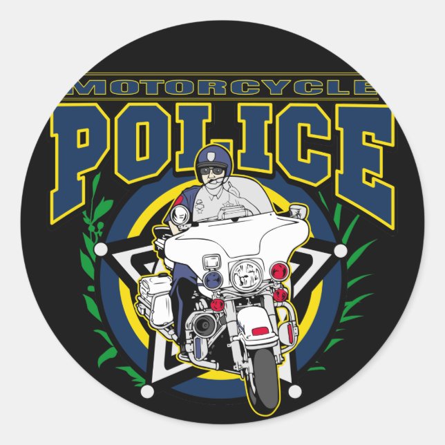 Motorcycle Police Classic Round Sticker (Front)