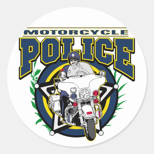 Motorcycle Police Classic Round Sticker | Zazzle