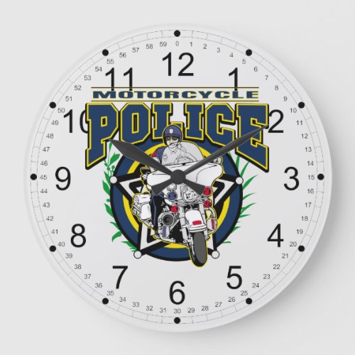 Motorcycle Police Large Clock