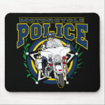 Motorcycle Police Mouse Pad<br><div class="desc">The perfect motorcycle cop gift featuring a motorcycle policeman in cycle with Motorcycle Police text! Police badge background! Police motorcycle gifts are great for showing support for your local police department or you favorite biker cop!</div>