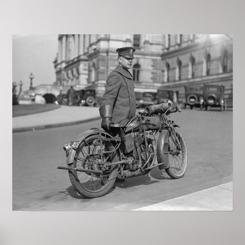 Motorcycle Police Officer 1924 Vintage Photo Poster