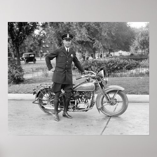 Motorcycle Police Officer 1932 Vintage Photo Poster