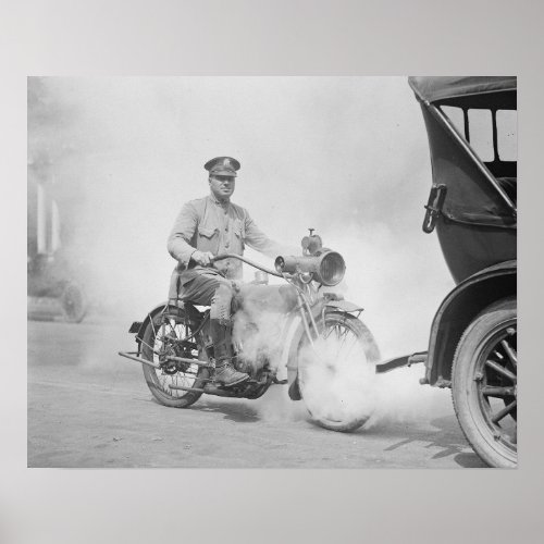 Motorcycle Policeman on Duty 1923 Vintage Photo Poster