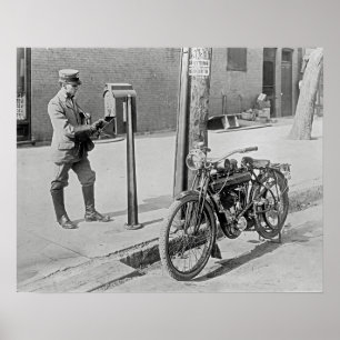 Motorcycle Postman, 1909. Vintage Photo Poster