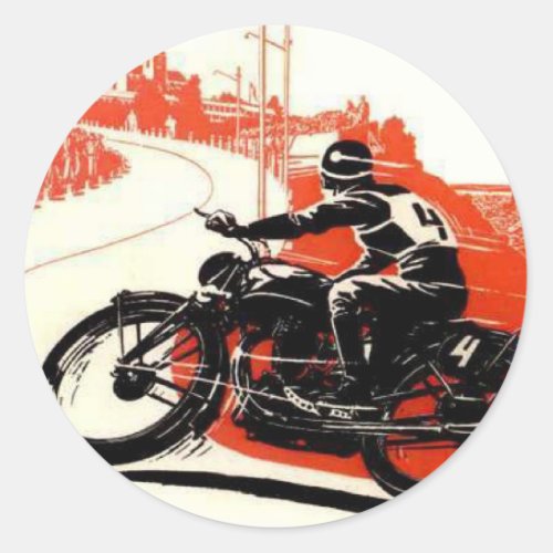 Motorcycle Race Classic Round Sticker