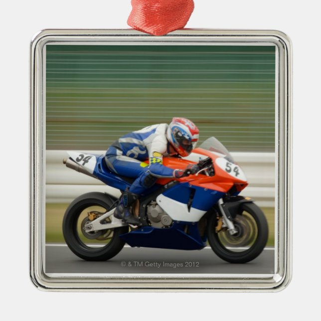Motorcycle Race Metal Ornament (Front)