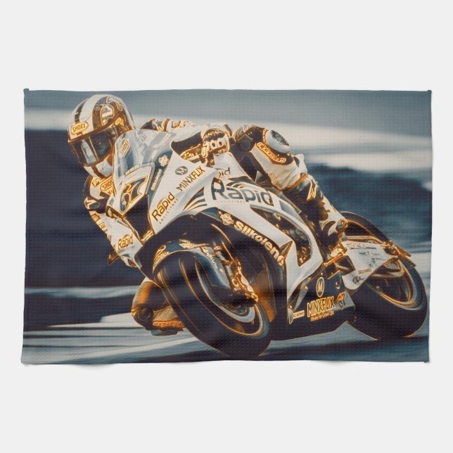 Motorcycle Racer Kitchen Towel (Horizontal)