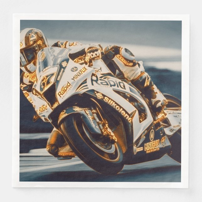 Motorcycle Racer Paper Dinner Napkins (Front)