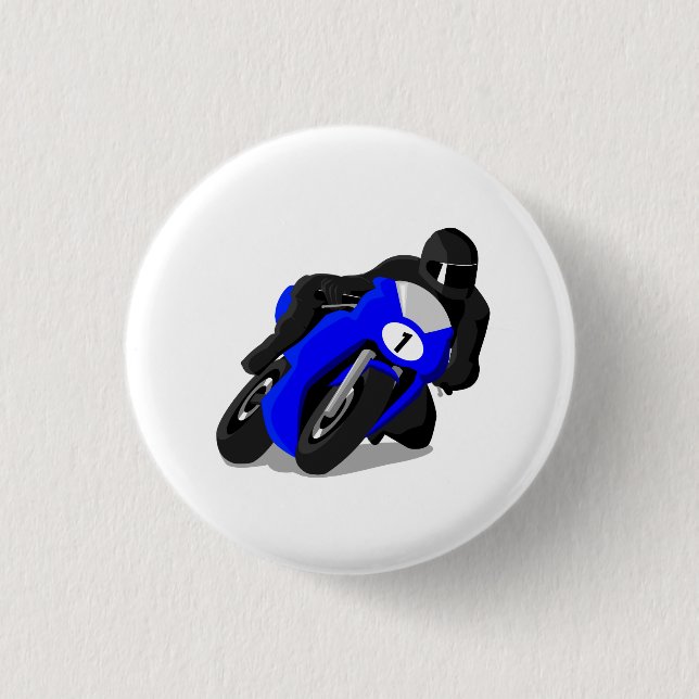 Motorcycle Racer Pinback Button (Front)