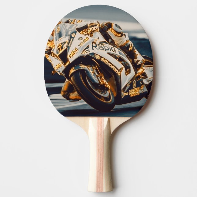Motorcycle Racer Ping Pong Paddle (Front)