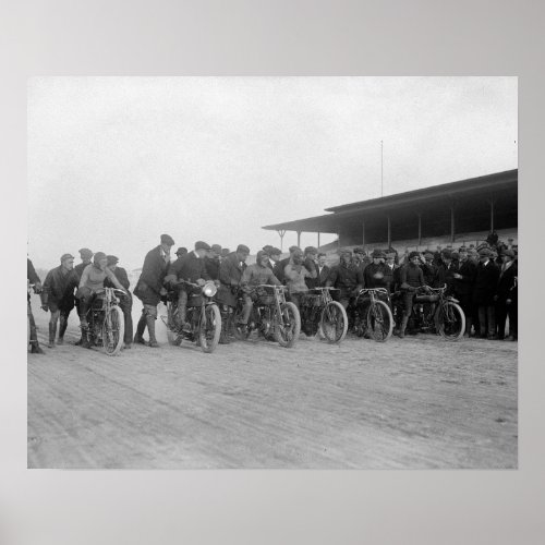 Motorcycle Races 1915 Vintage Photo Poster