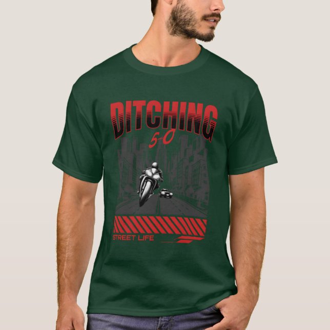 Motorcycle Races Away from a Patrol Car friend T-Shirt (Front)
