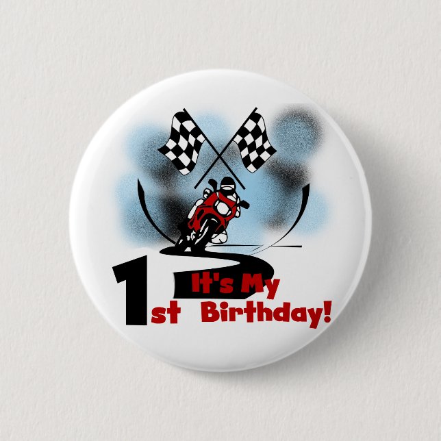 Motorcycle Racing 1st Birthday Tshirts and Gifts Pinback Button (Front)