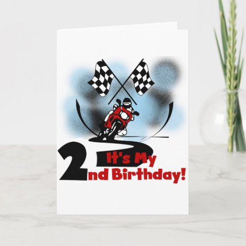 Motorcycle Racing 2nd Birthday Tshirts and Gifts Card