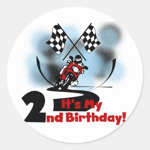 Motorcycle Racing 2nd Birthday Tshirts and Gifts Classic Round Sticker