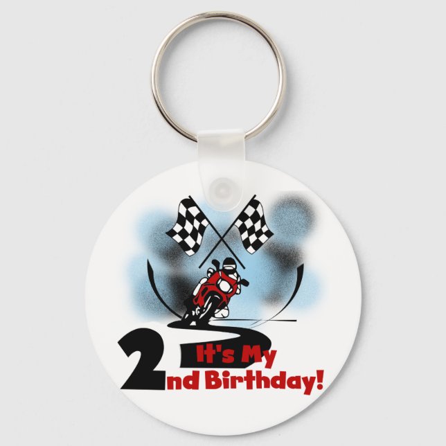 Motorcycle Racing 2nd Birthday Tshirts and Gifts Keychain (Front)