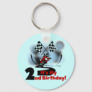 Motorcycle Racing 2nd Birthday Tshirts and Gifts Keychain