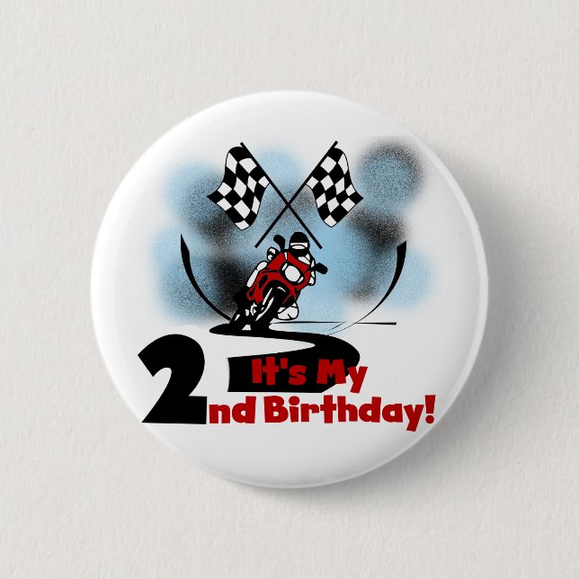Motorcycle Racing 2nd Birthday Tshirts and Gifts Pinback Button (Front)