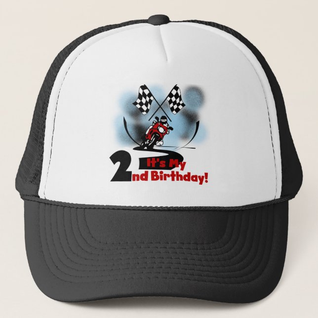 Motorcycle Racing 2nd Birthday Tshirts and Gifts Trucker Hat (Front)